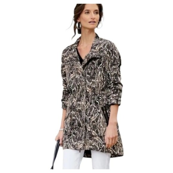 Soft Surroundings Nylon Jacket Snakeskin Print Mob Wife Spring Size M - Picture 1 of 7